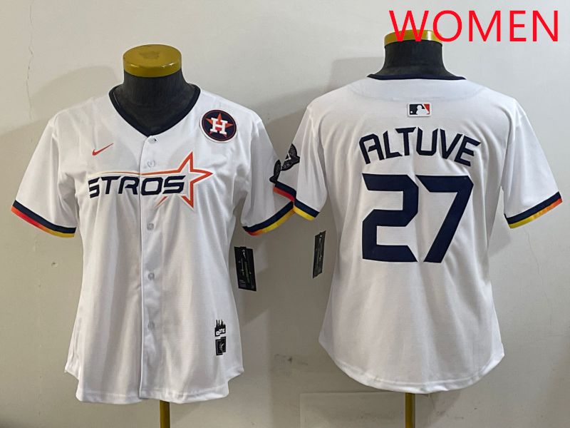 Women Houston Astros #27 Altuve White three generations Joint Name Nike 2025 MLB Jersey style 10